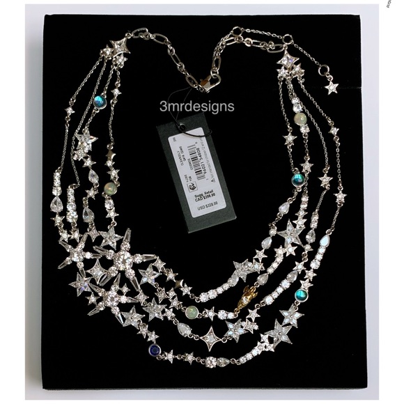 NWT Kate Spade♠️COSMOS Silver Plated Epoxy Stone/CZ Crystals Statement Necklace - Picture 6 of 16